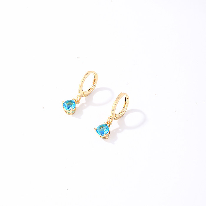 1 Pair Casual Sweet Simple Style Round Water Droplets Plating Inlay Stainless Steel  Zircon Gold Plated Drop Earrings
