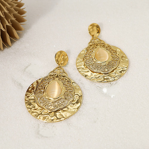 1 paire de boucles d'oreilles pendantes en acier inoxydable plaqué or 18 carats, style baroque, gouttelettes d'eau, style IG