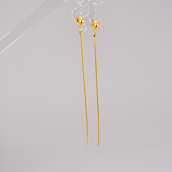 Simple Style Tassel Stainless Steel Gold Plated Drop Earrings 1 Pair