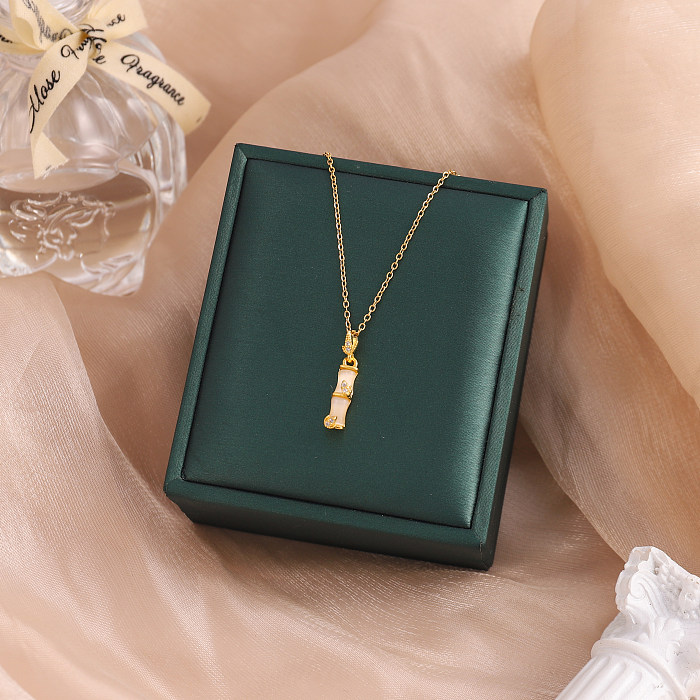 Lady Classic Style Commute Geometric Stainless Steel Plating Inlay Zircon Pendant Necklace