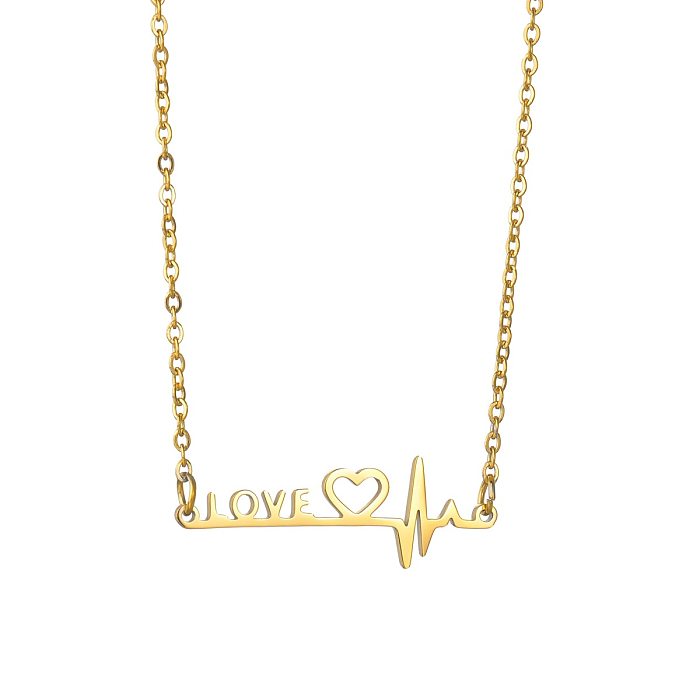 Cross-border Hot-selling Letters LOVE Love Heartbeat Stainless Steel Necklace