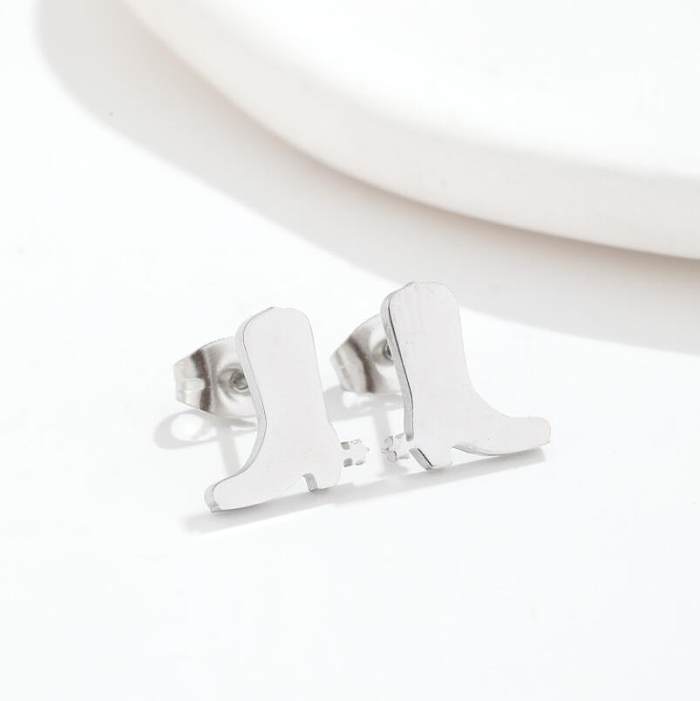 1 Pair Simple Style Boots Stainless Steel  Plating Ear Studs