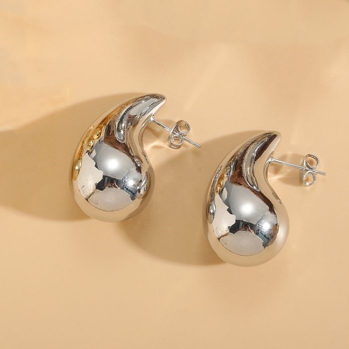 1 paire de clous d'oreilles élégants et luxueux, Style classique, placage géométrique, en acier inoxydable, plaqué or 14 carats