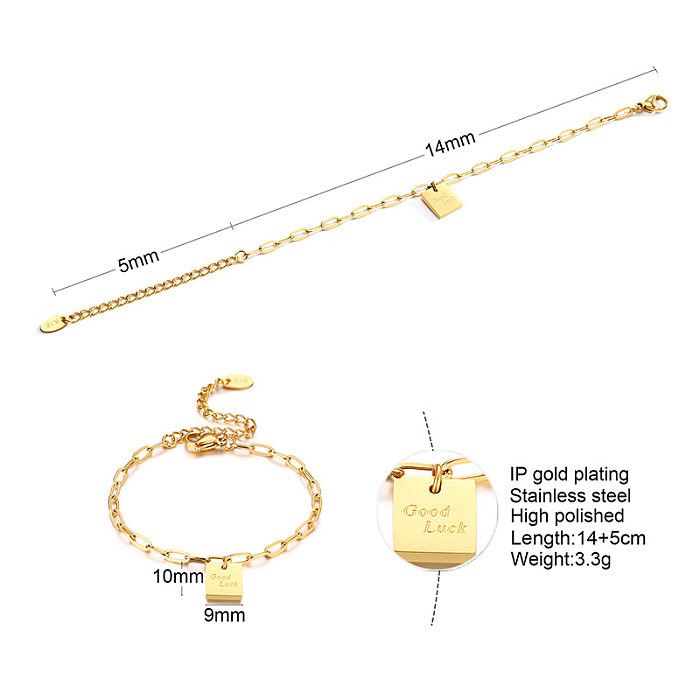 Wholesale Simple Style Heart Shape Eye Elephant Stainless Steel 18K Gold Plated Zircon Bracelets