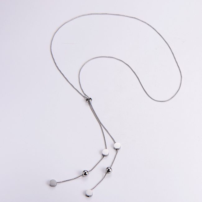 Schlichte Halskette mit Quasten-Edelstahlbeschichtung, 1 Stück