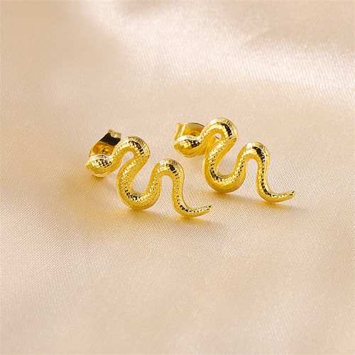 1 Pair Retro Classic Style Snake Stainless Steel  Earrings