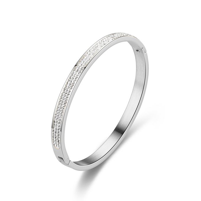 Bijoux en diamant à la mode, trois rangées de bracelets en acier inoxydable en forme d'œuf entièrement en diamant