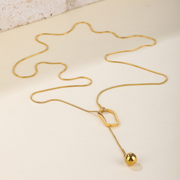 IG-Stil, schlichter Stil, runder Edelstahl, Edelstahl-Beschichtung, 18 Karat vergoldet, vergoldete Halskette