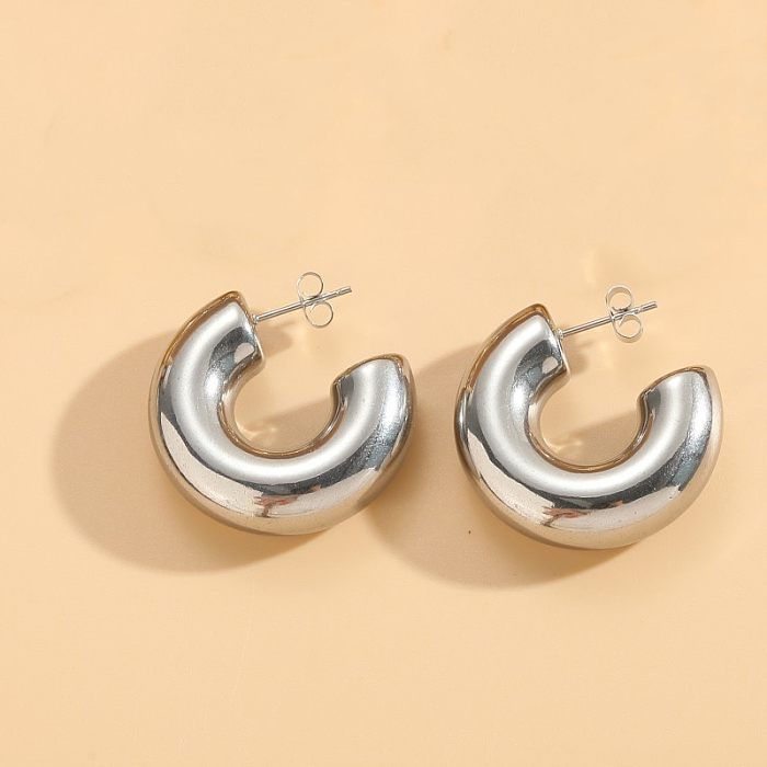 1 paire de boucles d'oreilles en acier inoxydable plaqué or 14 carats, Style classique, Streetwear, placage géométrique