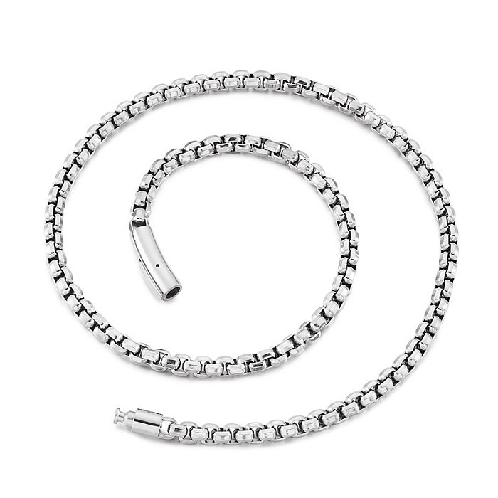 Collier à boucle de perles carrées en acier inoxydable, Simple et à la mode, vente en gros