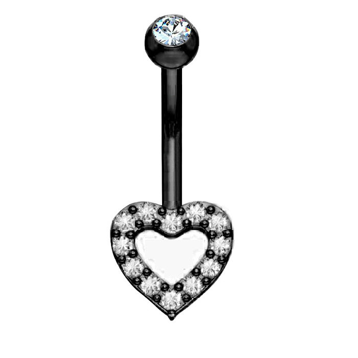 1 Piece Simple Style Heart Shape Plating Inlay Stainless Steel  Zircon Ring Navel Decoration