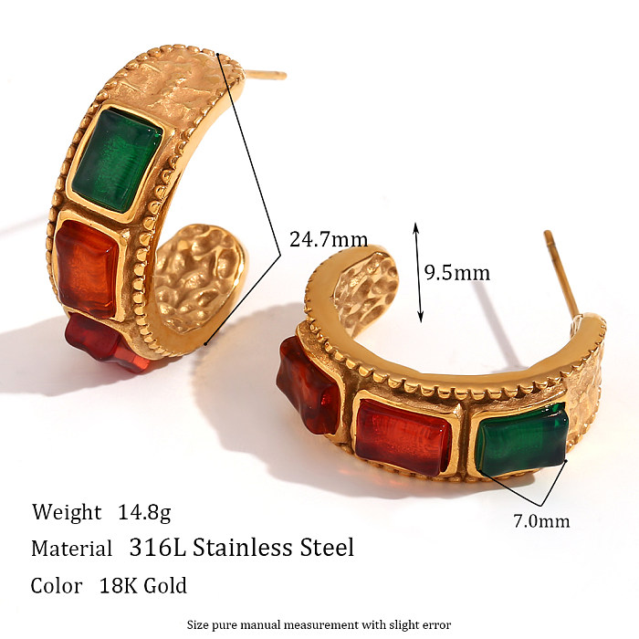 1 Pair Basic Vintage Style Classic Style Geometric Plating Inlay Stainless Steel  Zircon 18K Gold Plated Ear Studs