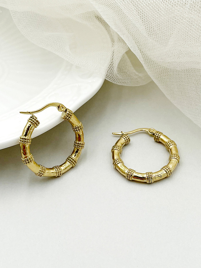 1 Pair Simple Style Round Plating Stainless Steel  Gold Plated Hoop Earrings