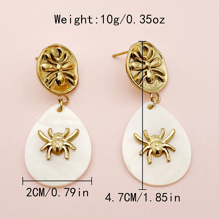 1 Pair Nordic Style Classical Spider Plating Stainless Steel  Gold Plated Drop Earrings
