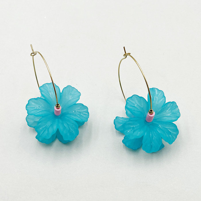 1 Pair Simple Style Commute Flower Plating Stainless Steel  Gold Plated Earrings