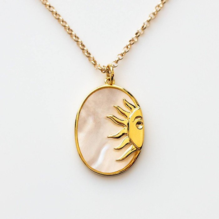 Fashion Sun Moon Stainless Steel Plating Shell Necklace