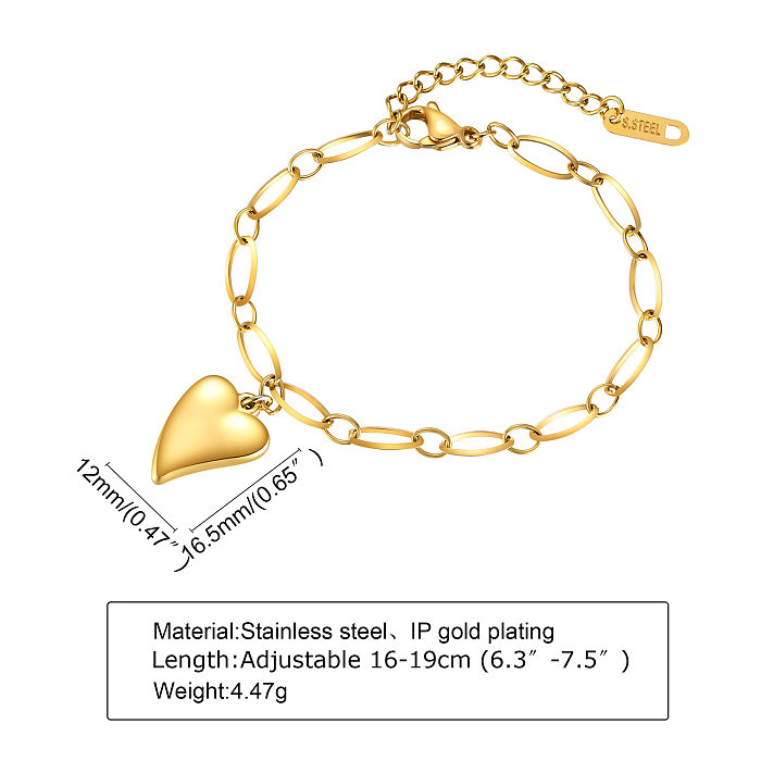 Pulseras plateadas oro del acero inoxidable 18K de la forma del corazón del estilo simple de señora elegante en bulto