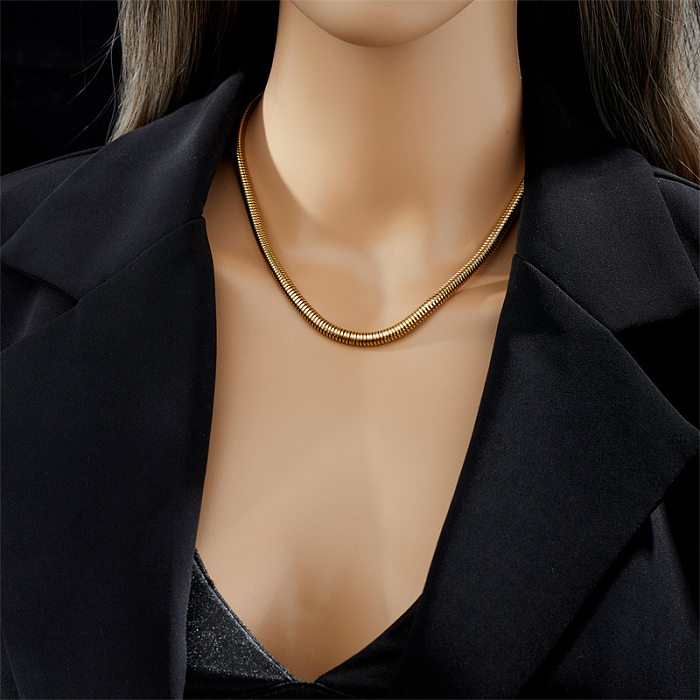 Hip-Hop Punk Solid Color Stainless Steel Plating 18K Gold Plated Necklace