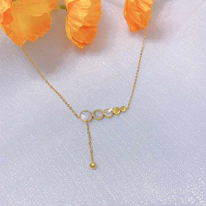 Chapeamento de ouro real design requintado colar de aço inoxidável inteligente feminino all-match de alta qualidade finamente incrustado pingente luz luxo corrente de clavícula