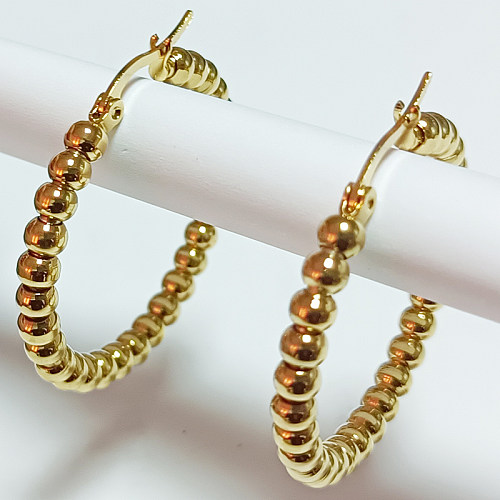 1 Paar Basic-Ohrringe im klassischen Stil mit runder Polierbeschichtung aus 18 Karat vergoldetem Edelstahl