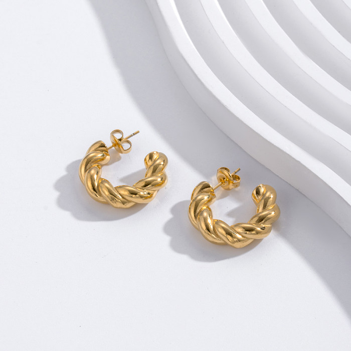 Simple Style C Shape Stainless Steel  Ear Studs