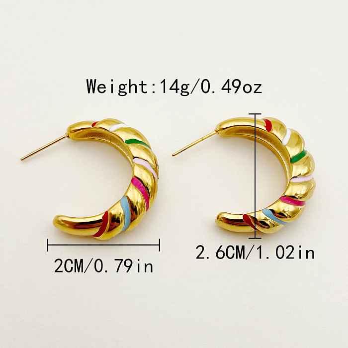1 Pair Glam Commute C Shape Enamel Plating Stainless Steel  Gold Plated Ear Studs