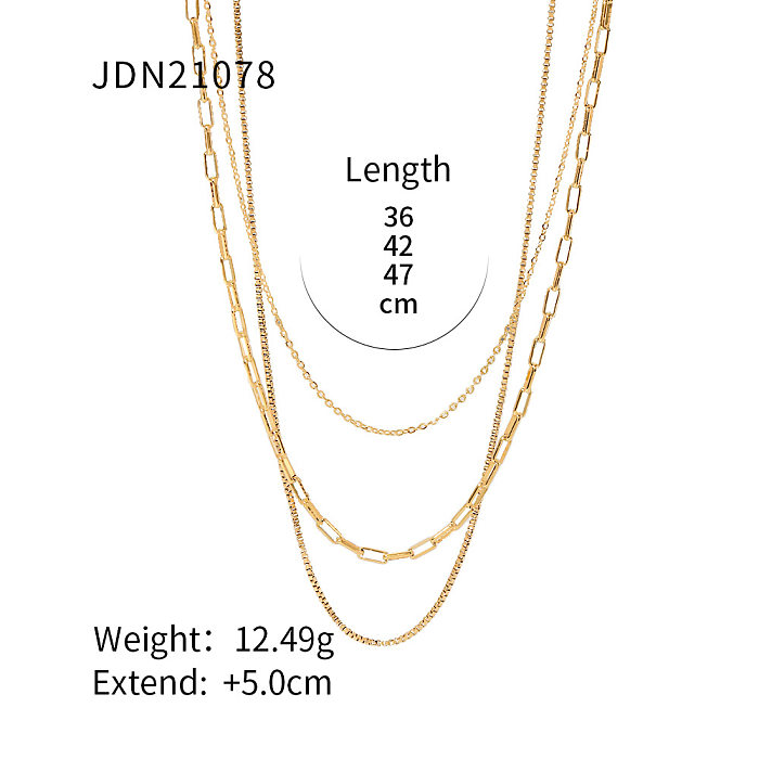 Fashion Geometric Stainless Steel  Layered Necklaces Gold Plated Stainless Steel  Necklaces