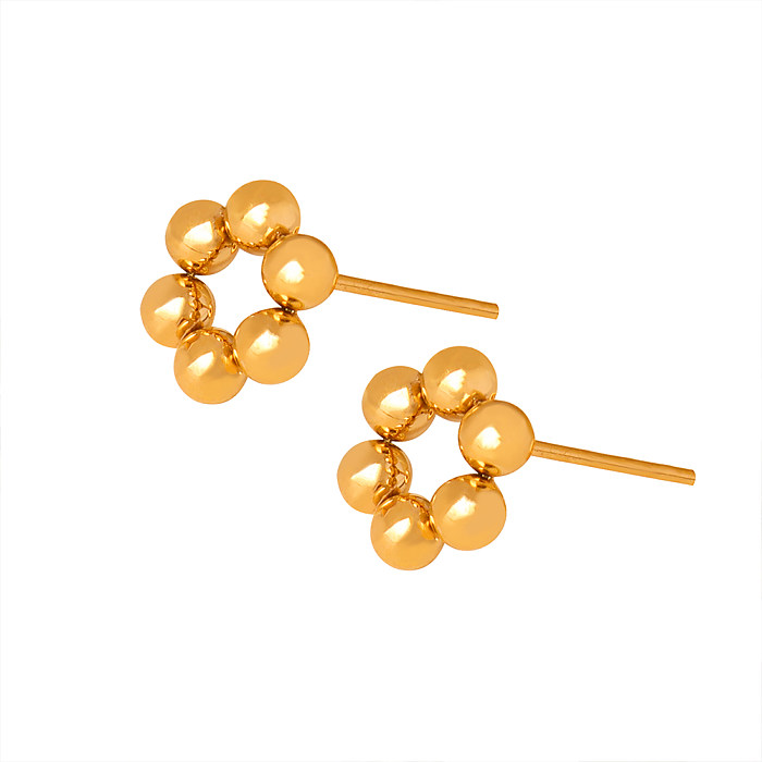 1 Paar Basic-Ohrstecker im schlichten Stil mit geometrischer Beschichtung aus Edelstahl mit 18-Karat-Vergoldung