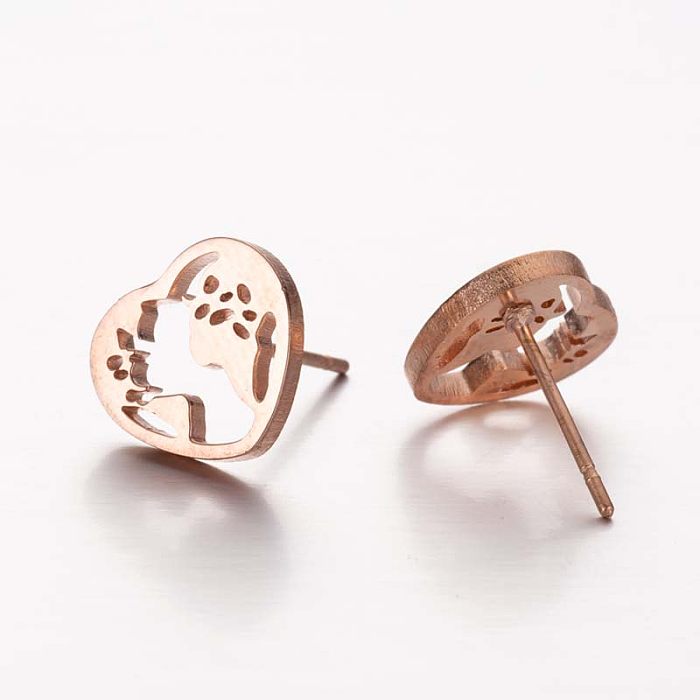 1 par de pinos de orelha banhados a ouro 18K, estilo simples, formato de coração, polimento irregular
