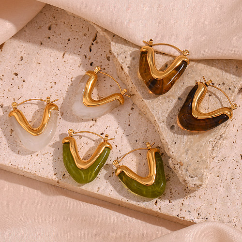 1 Paar Vintage-Stil-Ohrringe aus farbblockiertem Edelstahl mit 18-Karat-Vergoldung