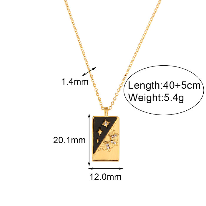 1 peça moda sol estrela incrustação de aço inoxidável colar de pingente de diamante artificial