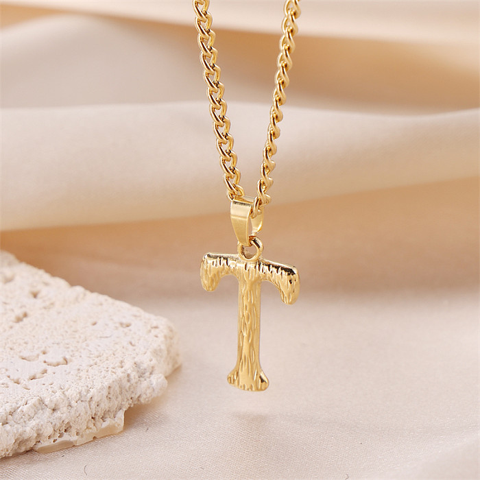Sweet Simple Style Artistic Letter Stainless Steel  Plating 18K Gold Plated Pendant Necklace