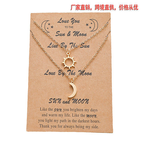 Fashion Sun Moon Stainless Steel  Necklace European And American Good Friend Couple Necklace