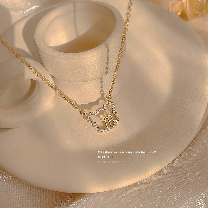 Fashion Round Stainless Steel Inlay Zircon Pendant Necklace 1 Piece