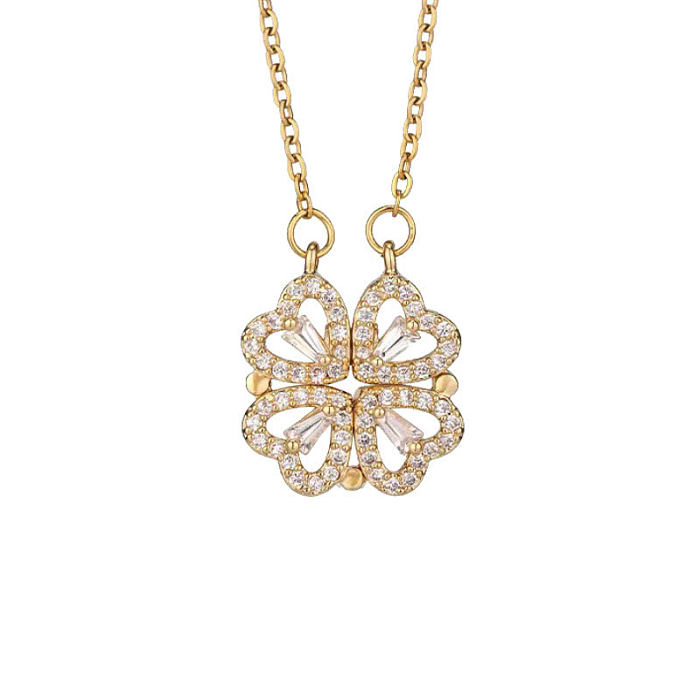 Fashion Heart Shape Stainless Steel Rhinestones Pendant Necklace 1 Piece