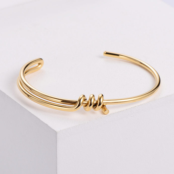 Korean Simple Round Solid Color Knotted Stainless Steel Bracelet Wholesale jewelry