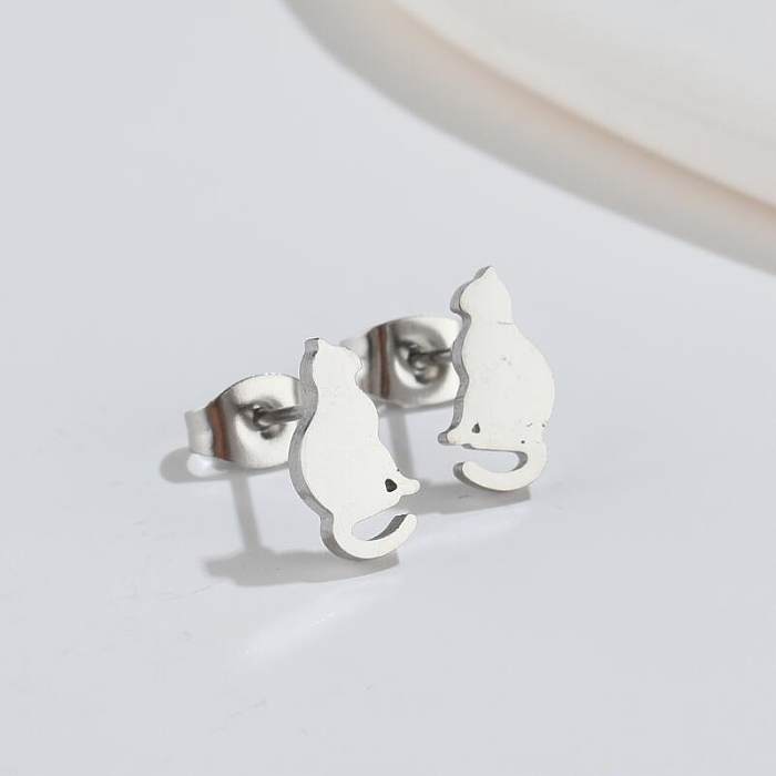 Brincos de orelha de aço inoxidável para animais da moda 1 par