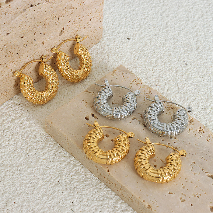 1 Paar Gothic Rock-Ohrringe aus Edelstahl mit geometrischer Beschichtung und 18 Karat vergoldet
