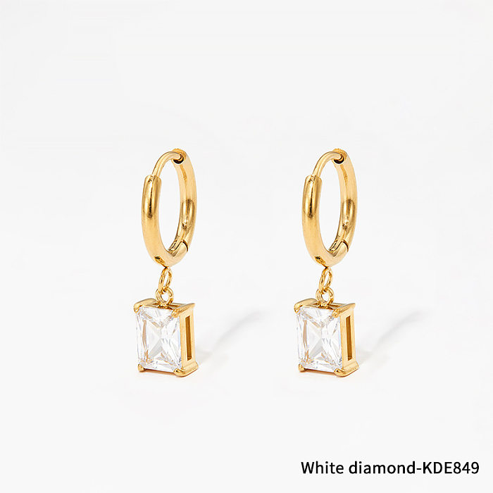 Fashion Square Stainless Steel  Earrings Inlay Zircon Stainless Steel  Earrings