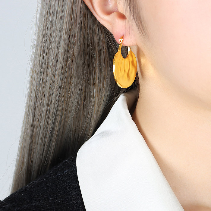1 Pair INS Style Modern Style Solid Color Stainless Steel Plating 18K Gold Plated Hoop Earrings