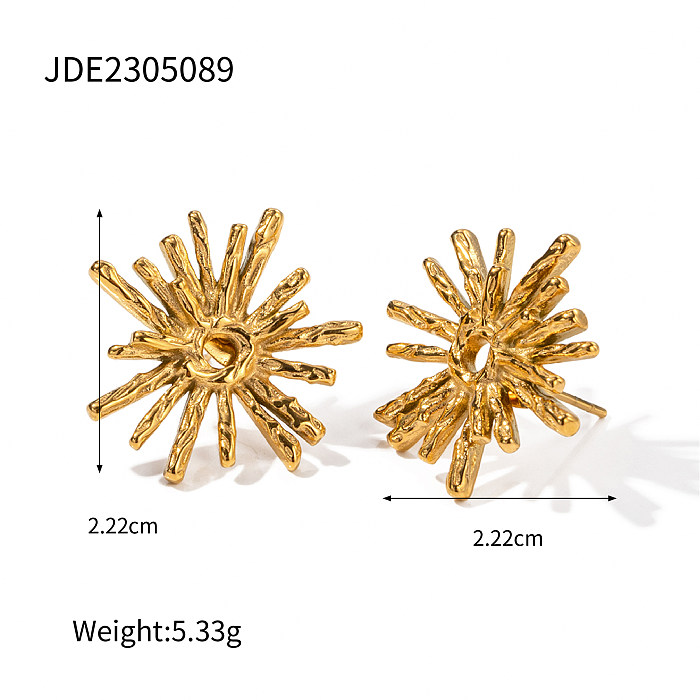 1 Pair IG Style Simple Style Flower Plating Stainless Steel  18K Gold Plated Ear Studs
