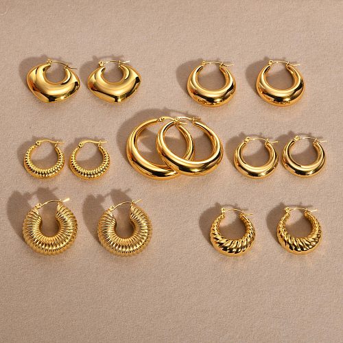 1 Pair Classic Style C Shape Plating Stainless Steel  Earrings
