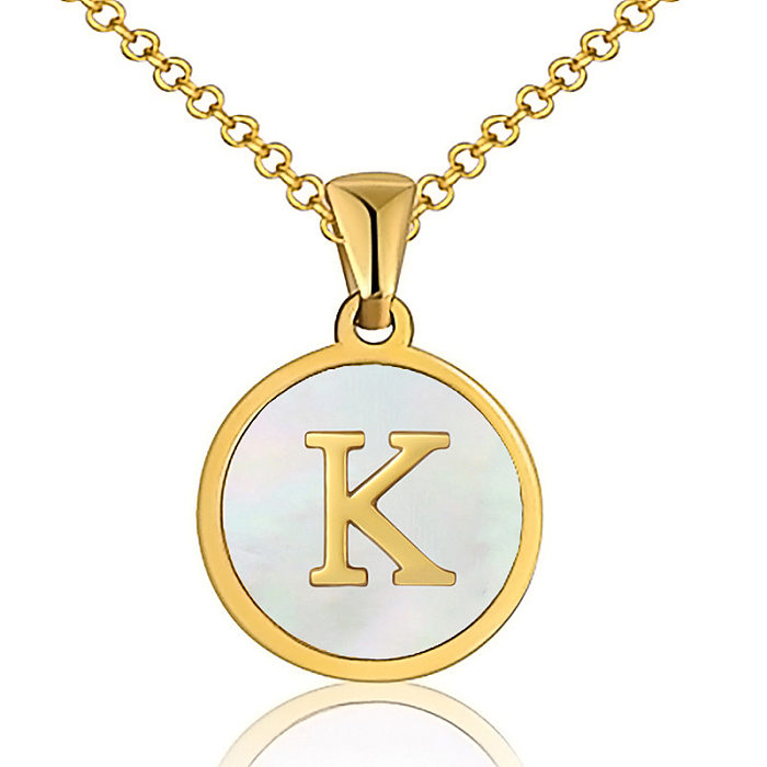 Fashion Letter Stainless Steel  Plating Shell Pendant Necklace