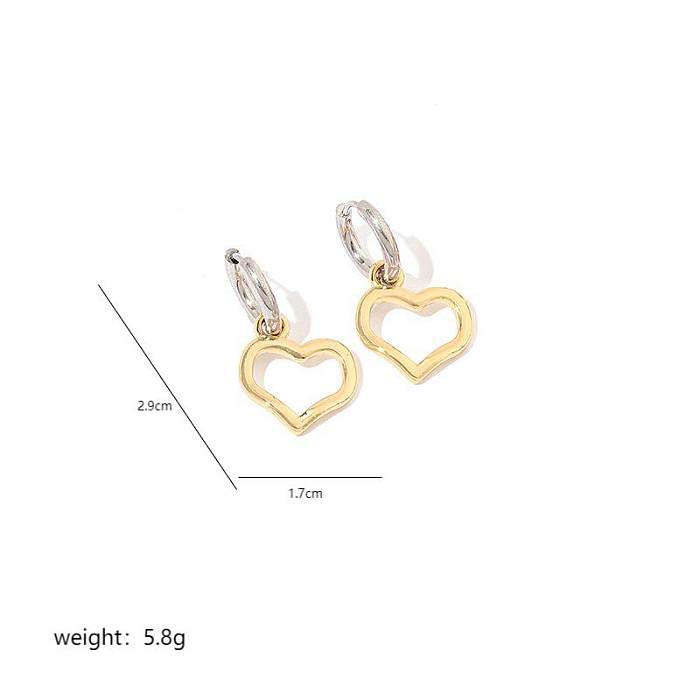 1 Pair Vintage Style Heart Shape Plating Stainless Steel  18K Gold Plated Hoop Earrings