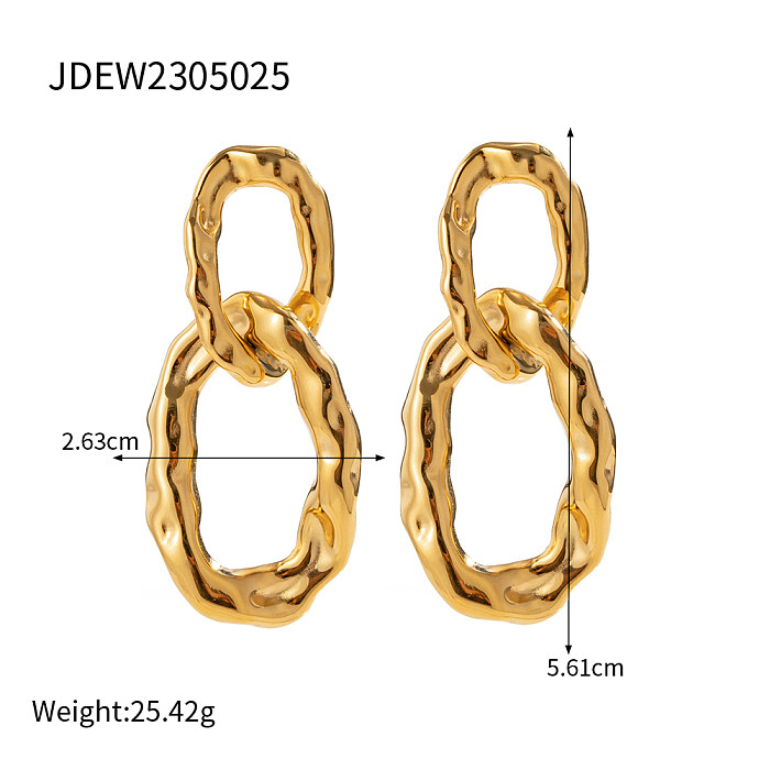 1 paire de boucles d'oreilles pendantes en acier inoxydable plaqué or 18 carats, Style IG rétro, chaîne plaquée