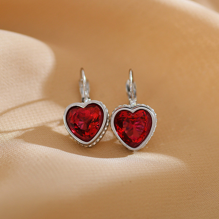 1 Pair Elegant Simple Style Heart Shape Plating Inlay Stainless Steel  Zircon Gold Plated Earrings