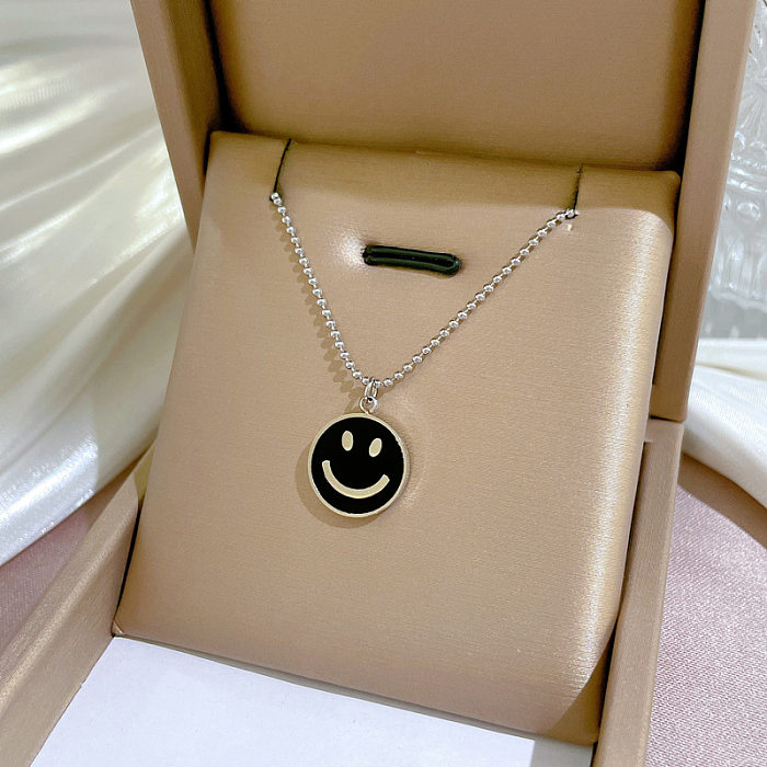 Casual Smiley Face Stainless Steel Plating Inlay Shell Pendant Necklace
