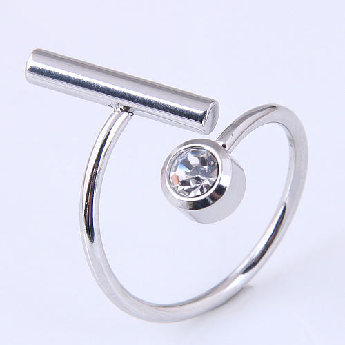 أزياء الهيب هوب الكورية بسيطة خاتم الماس الفولاذ المقاوم للصدأ