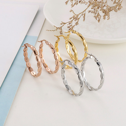 1 Pair Simple Style Streetwear Twist Stainless Steel  Plating Earrings