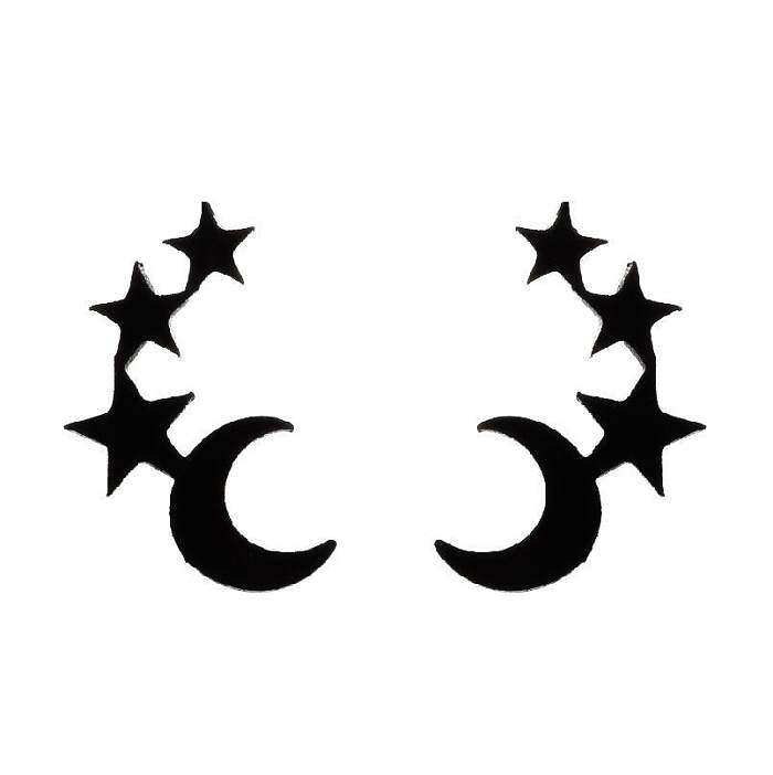 1 par de brincos de orelha de estrela de aço inoxidável estilo moderno estrela lua aranha teia